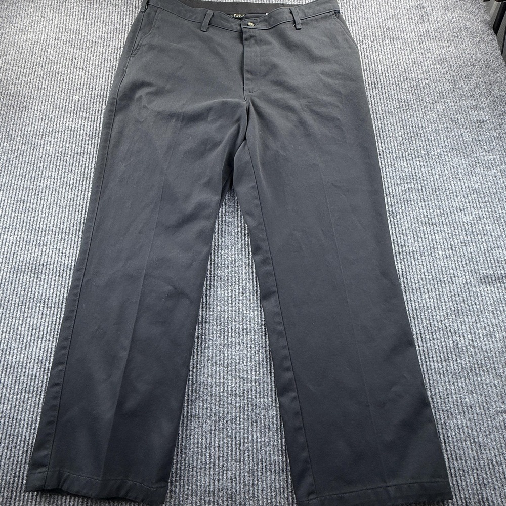 Wrangler Riata Pants Mens 38x30 Black 100% Cotton Chino Casual Dress Slacks